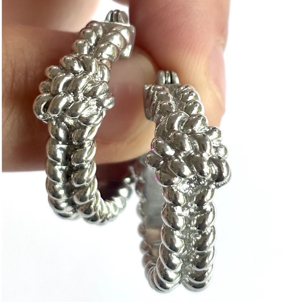 Arthur Court Aluminum Hoop Earrings 1 In Nautical Knot Discontinued Jewelry